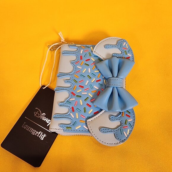Loungefly Disney Minnie Mouse Lollipop Sprinkle Ears Small Zip Wallet Blue NEW - Picture 7 of 10
